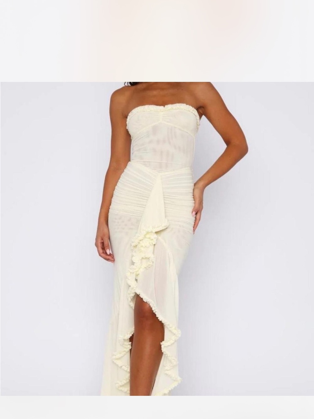 White Fox Still Got It Mesh Maxi Dress in Yellow